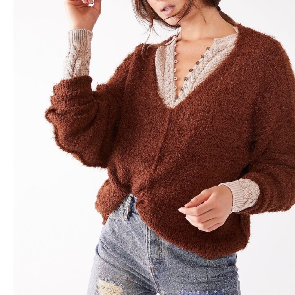Free People Icing V Pullover / Mocha Java - Sm